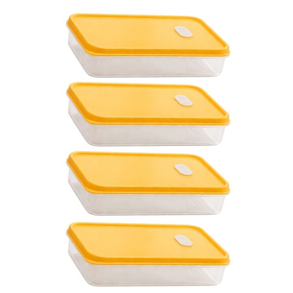 4 Pack - Plastic Food Storage Container - Yellow