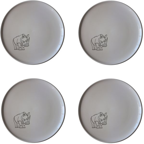 African Big Five White Porcelain Dinner Plate set of 4 - Elephant