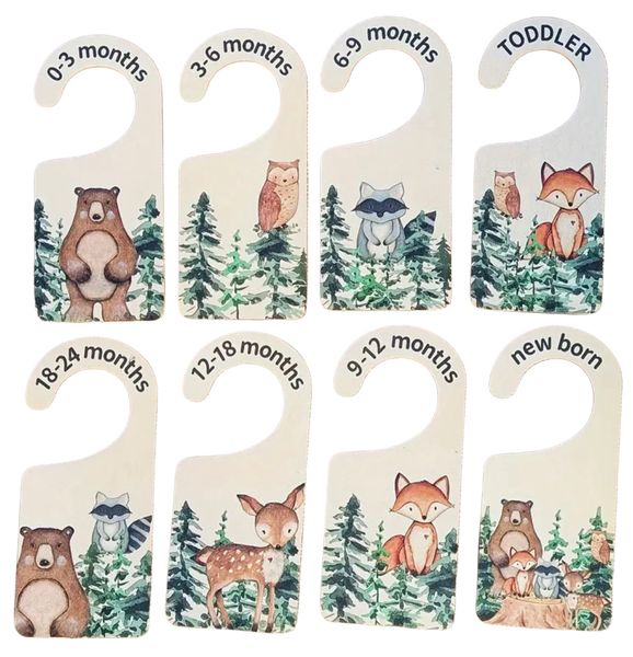 8x Woodlands Animals Closet Clothing Dividers Baby Shower Gift Nursery