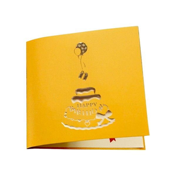 3D Pop-Up Birthday Greeting Card With Lights &amp; Music - Yellow &amp; Gold