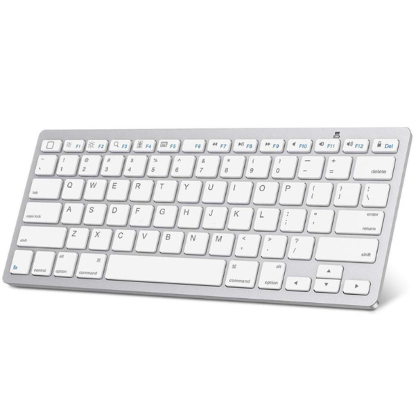 Wireless Keyboard - White &amp; Silver Bluetooth Keyboard - Slim Mini Keyboards