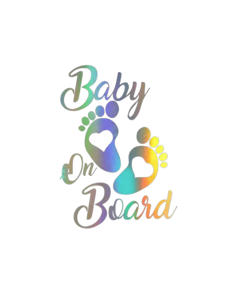 Holographic Baby on Board Baby Feet Car Decal Sticker