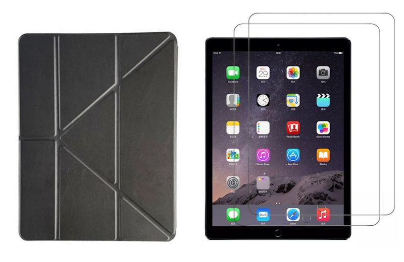 Black Soft Silicone Case &amp; 2 Screen Protector Combo Compatible with iPad 9.7