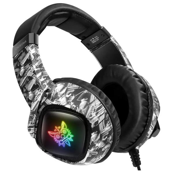 Onikuma K19 Gaming Headset - Grey Camouflage - Compatible with PS5, PS4, PC