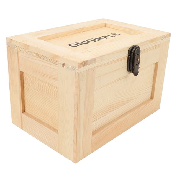Wooden Desktop Storage Box with Lock and Keys, 29.5x19.5x19 cm, Natural Woo