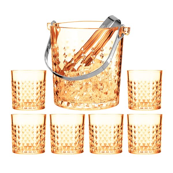 Blue Angel Diamond Design Glasses And Ice Bucket Gift Set