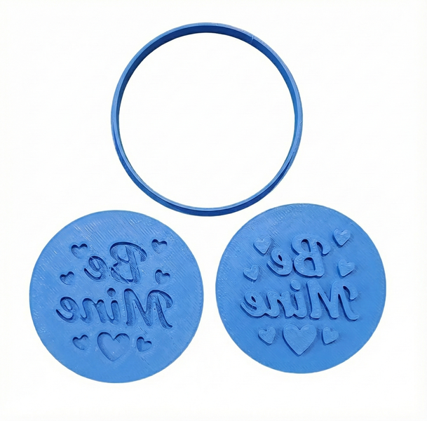 Be Mine Fondant Stamp Set with Cutter - 6cm Emboss &amp; Deboss