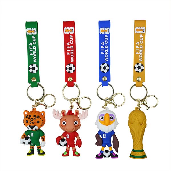 Soccer Fan Keychain-2026 World Cup Cartoon Mascot Figures with Lanyard