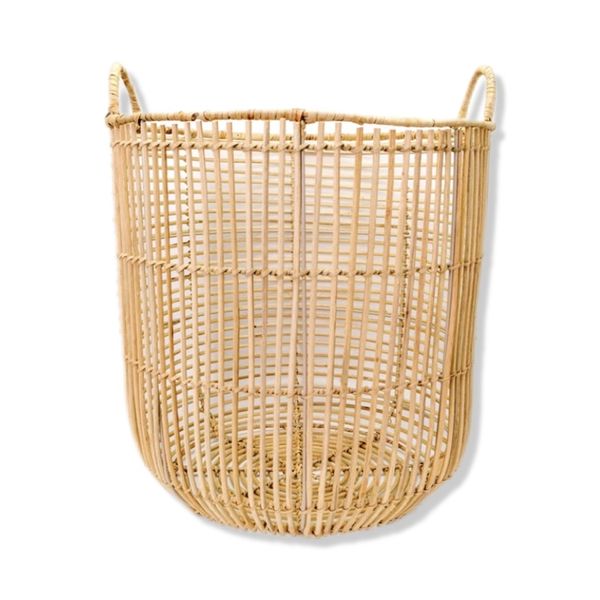 Cross Bar Rattan Storage Basket with Handles