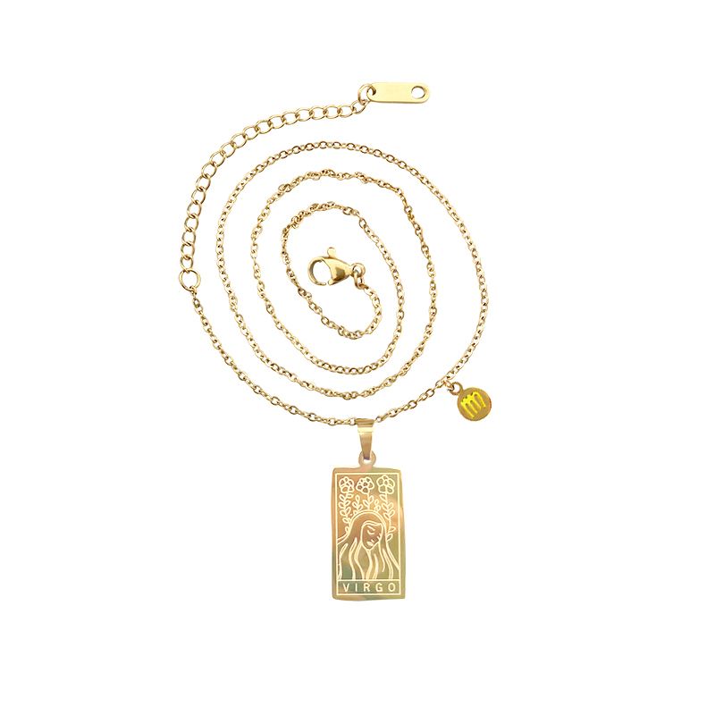 Delicate DoubleSided Carved Zodiac Sign Pendant Necklace Buy Online