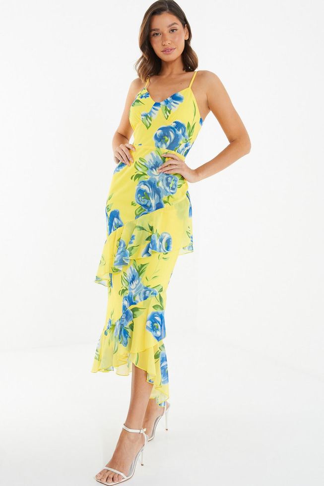 Quiz Ladies - Yellow Floral Midaxi Dress 