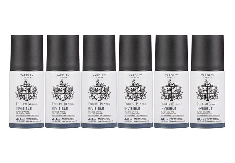 Yardley English Blazer Invisible Black &amp; White Anti-Perspirant 6 x 50ml