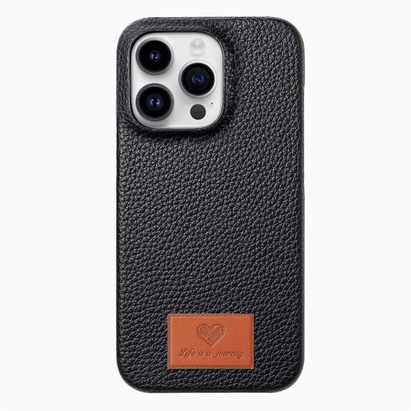 Lychee-Patterned Half-Coverage Phone Case Compatible with iPhone 15 Pro Max
