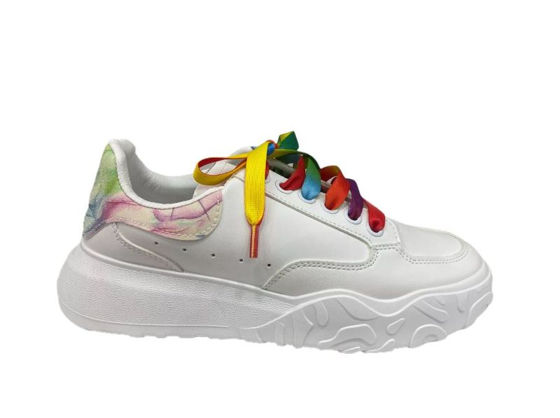 K Star 7 Ladies Hubolt White/Multi Color Lace up Sneakers