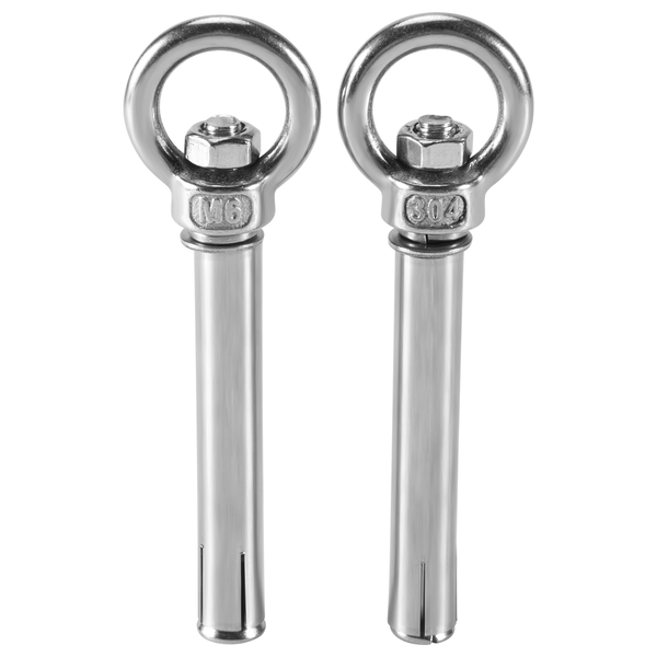 2Pcs Stainless Steel Raw Style Shield Anchor Eye Bolts M6 x 82mm Silver