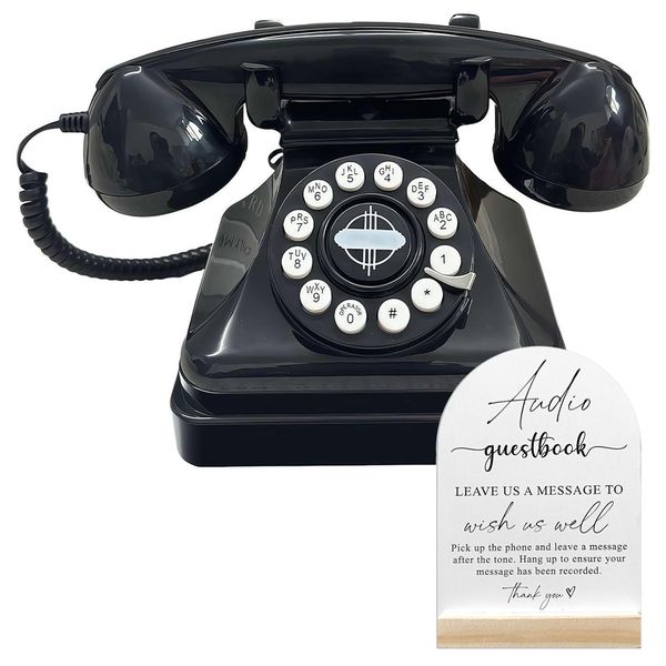 Classic Style Telephone Audio Guest Book with Instruction Sign