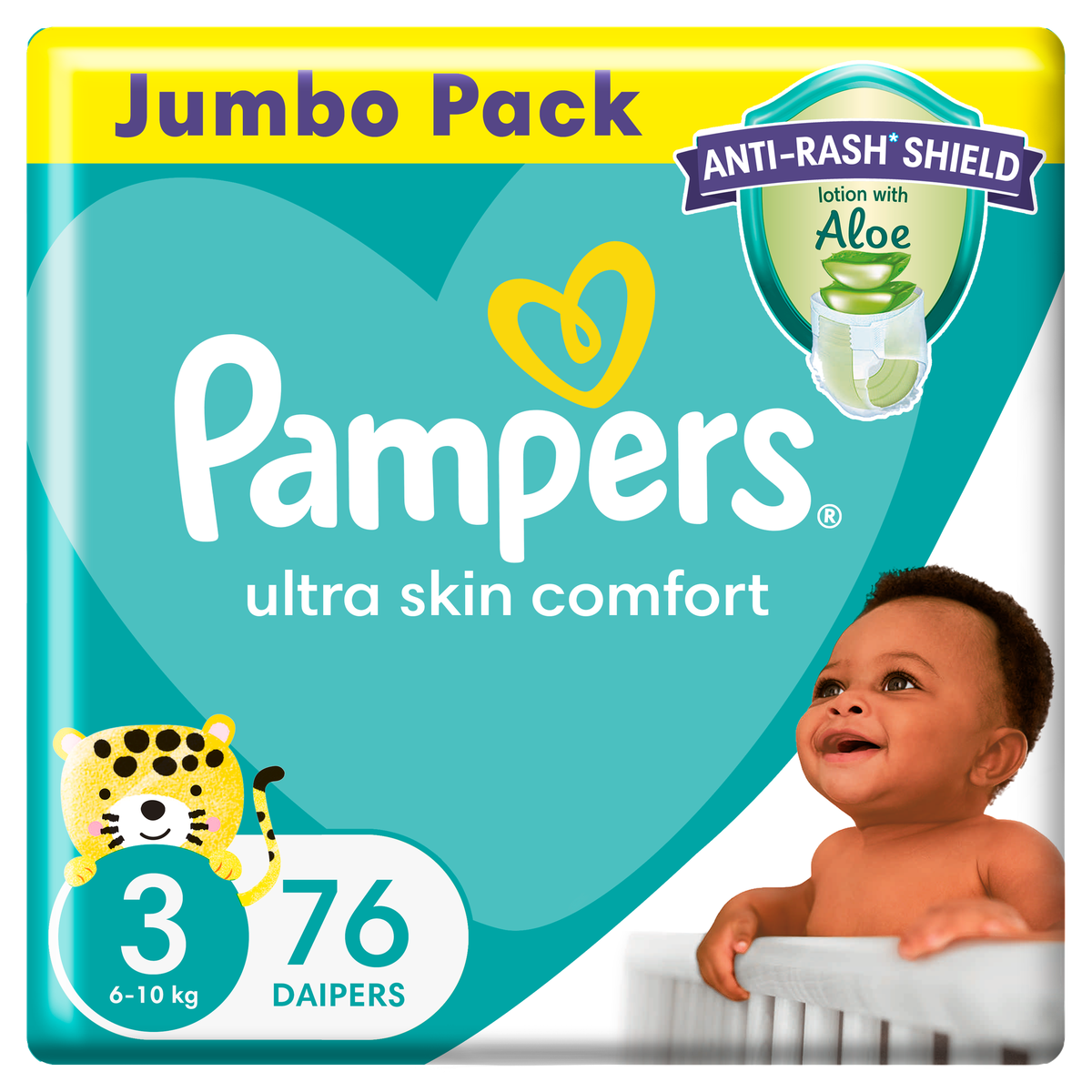 Pampers Anti-Rash Shield Taped Diapers - Size 3 (6-10 kg), 76 Diapers ...