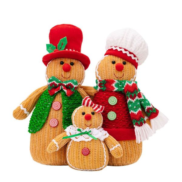 3-Piece Christmas Gingerbread Man Doll Ornament Home Decorations
