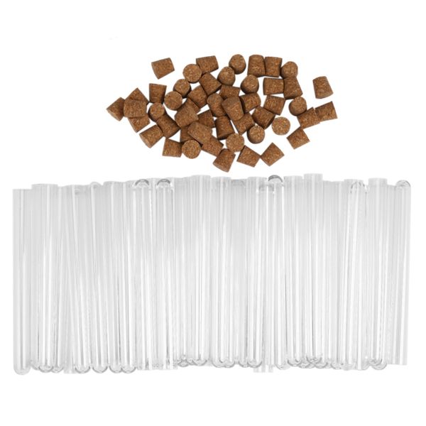 50Pcs Plastic Test Tube 15Ml With Cork 15X150Mm Education Supplies