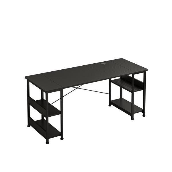 AURIZA 150cm Computer Desk with Storage Shelves Black/White