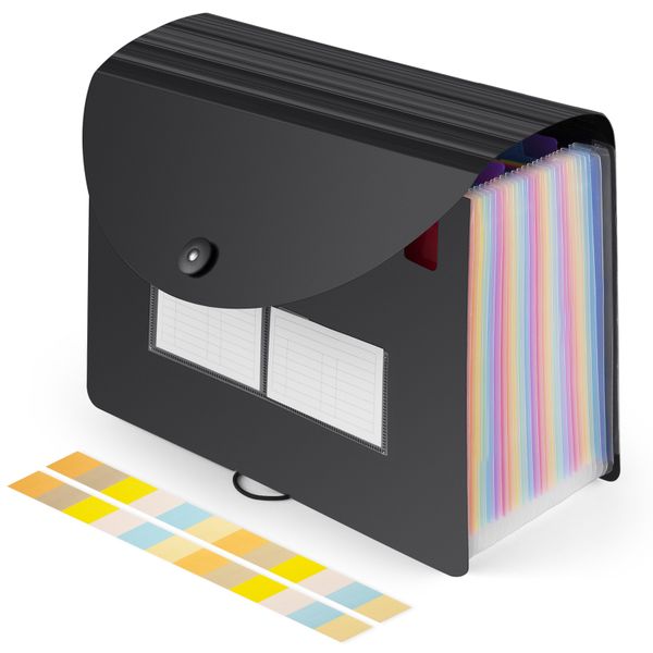 Expanding File Organiser 24 Pockets , Portable File Folder A4 Desk Storage