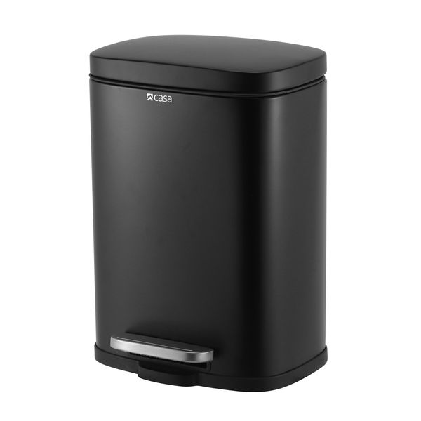 CASA Modena Rectangle Steel Pedal Bin Soft Close Lid - 5L - Black Matte