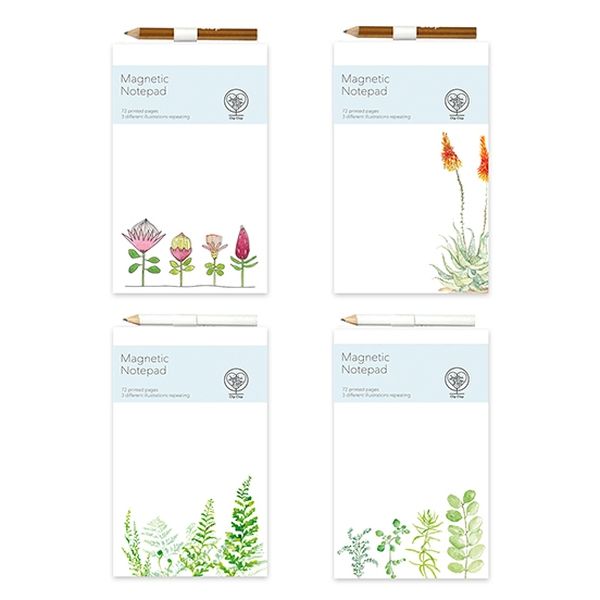 Four Magnetic Notepads - Flowers and Ferns