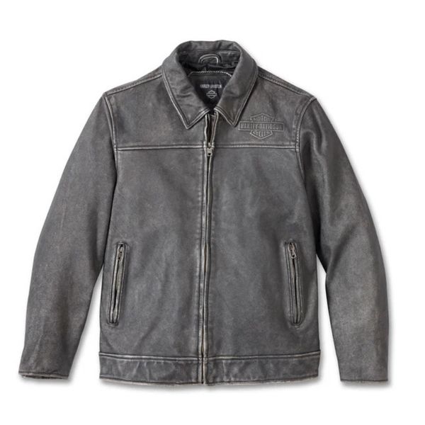 Harley-Davidson Men's Gas &amp; Oil Leather Jacket - Washed Black