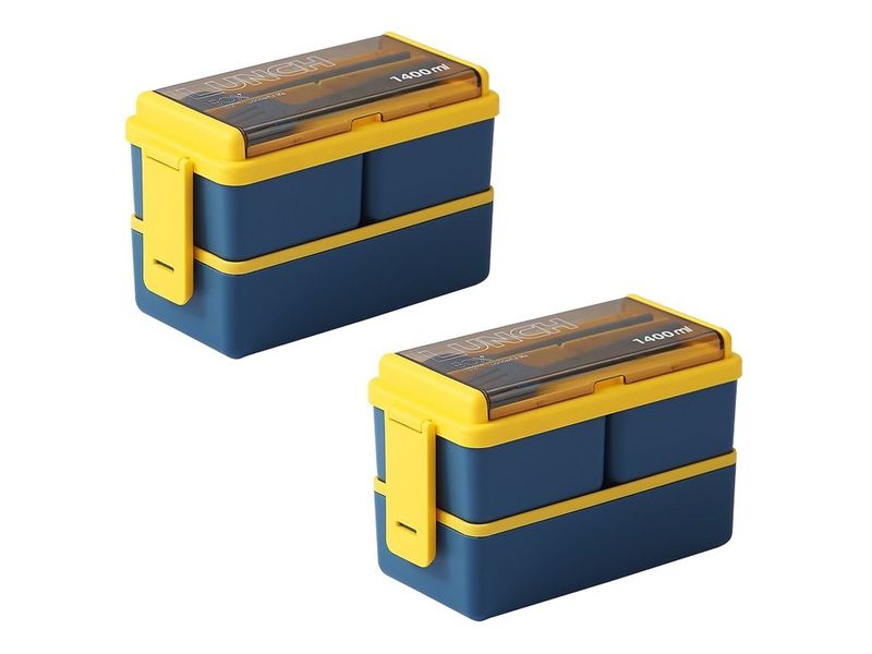 Pack of 2 BPA-Free Student Lunch Box with 3 Compartments