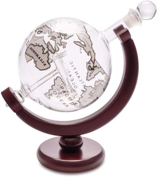 800ml Globe Whiskey Decanter &amp; Wooden Stand