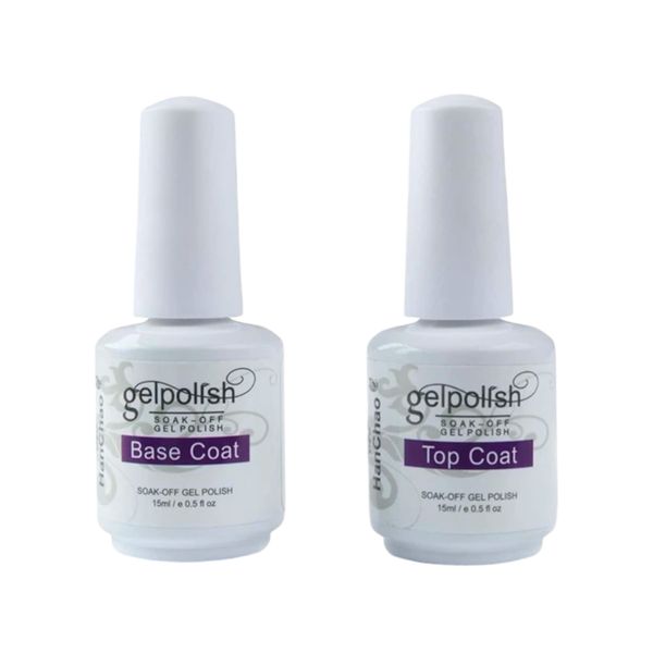 2pcs 15ml Gel No Wipe Top Coat &amp; Base Coat set