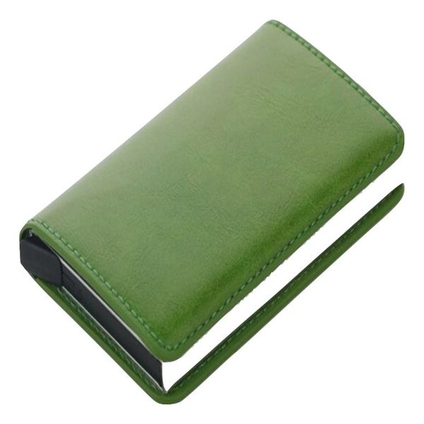 Automatic Slide Aluminum ID Cash Card Holder -Green