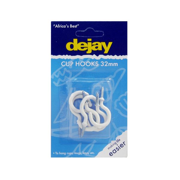 Dejay - Plastic Cup Hook - 5/card - 32mm - A36 - 2 Pack