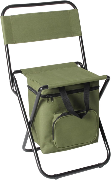 Portable Outdoor Folding Chair With Cooler Bag - Green