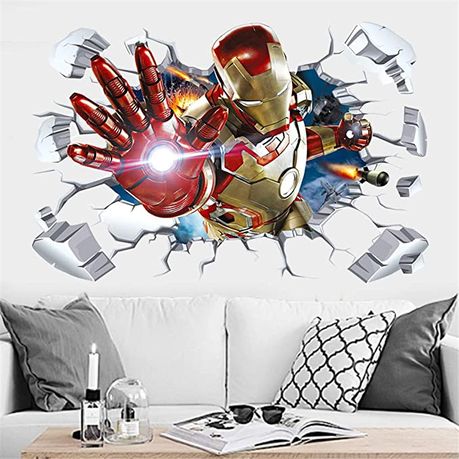 90x60cm - Superhero Wall Stickers 3D - Iron Man Wall Decal, Shop Today.  Get it Tomorrow!