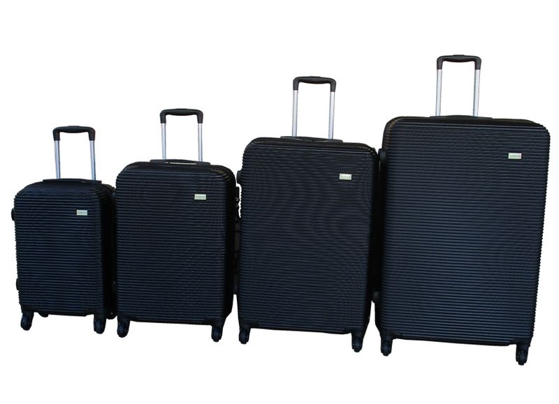 4-Piece Black ABS Luggage Set with Spinner Wheels and Telescoping Handles