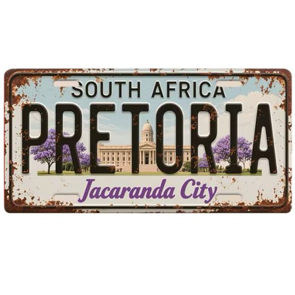 Decor Vintage Pretoria South Africa Metal Wall Sign - 30x15cm