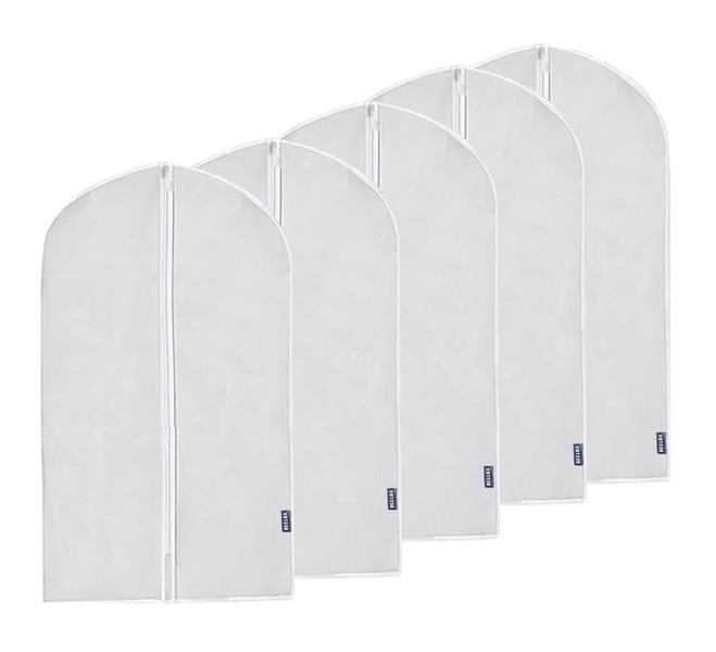 5 Pack Frosted Hanging Garment Bag Set for Clothes Protection