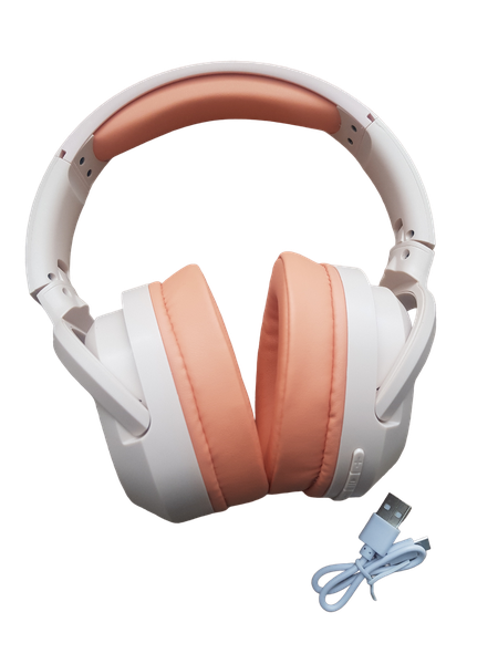 Flexible Folding Soft Over The Ear Wireless Headphone - Peachy Cream Colour