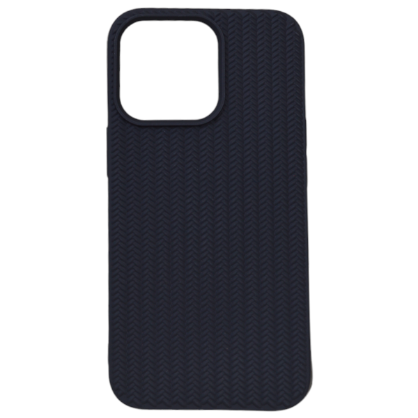 High Quality Plain Ribbed Textured Phone Case For iPhone 14 Pro Max - Black
