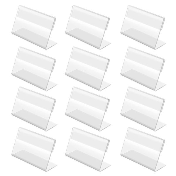 Home Office Clear Acrylic Mini Holder for Cards or Signs Set of 12