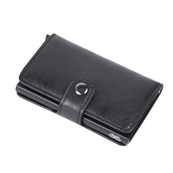 WEAV Black Leather RFID Pop Up Credit Card Holder and Wallet