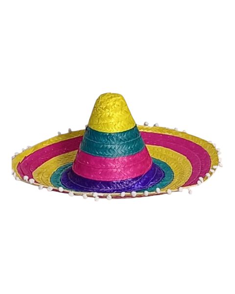 Fiesta Sombrero Rainbow Hat With a White Lace Edge