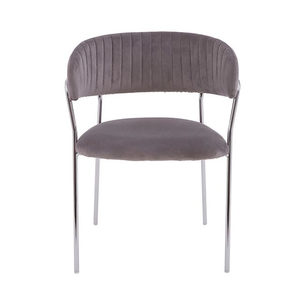 Velvet Dining Chair with Silver Metal Legs
