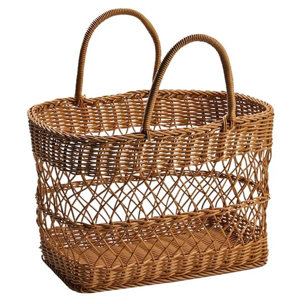 Decor Large Handwoven Picnic Storage/Shopping Basket With Handles - 38cm