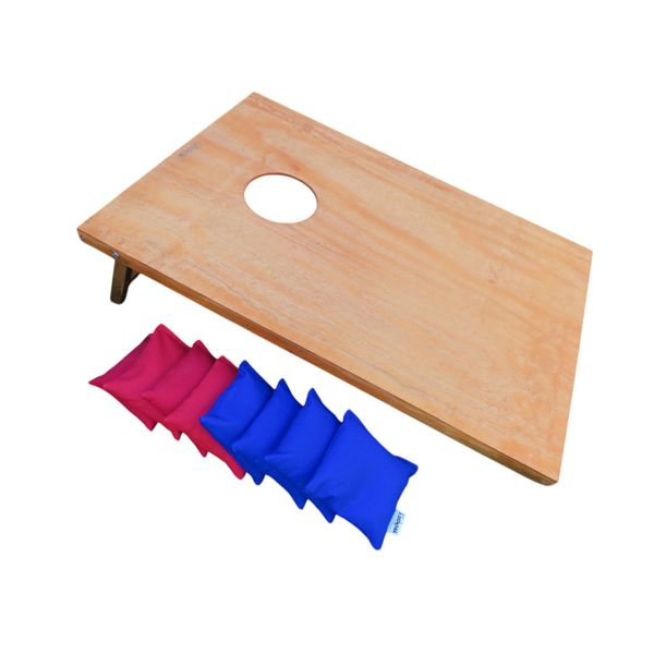 Trendify Giant Single Board Cornhole Game with 8 x Bean Bags - Varnished