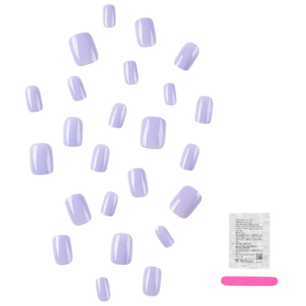 24Piece Soft Lavender Short Square Press-On Nails Set - Lavender
