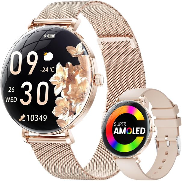 LIGE Smart Watch Women Answer/Make Calls,1.43"AMOLED Ultra-thin Female with