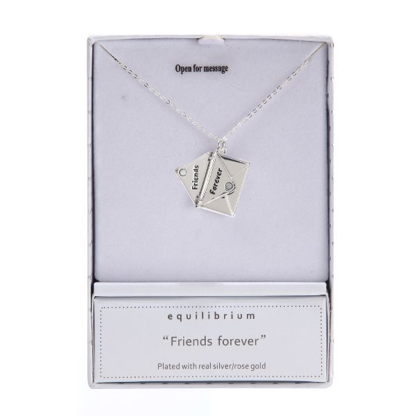 Equilibrium Silver Plated Pendant Necklace Letter Friends Forever