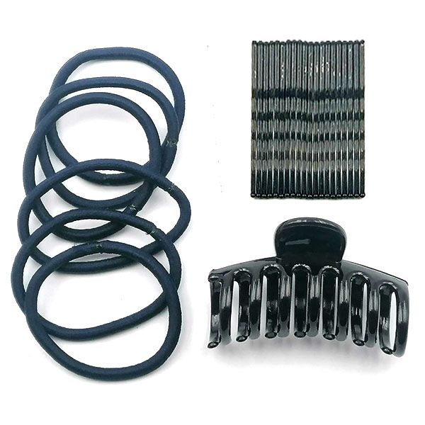 School Hair Accessories - Black/Navy 27 Pieces